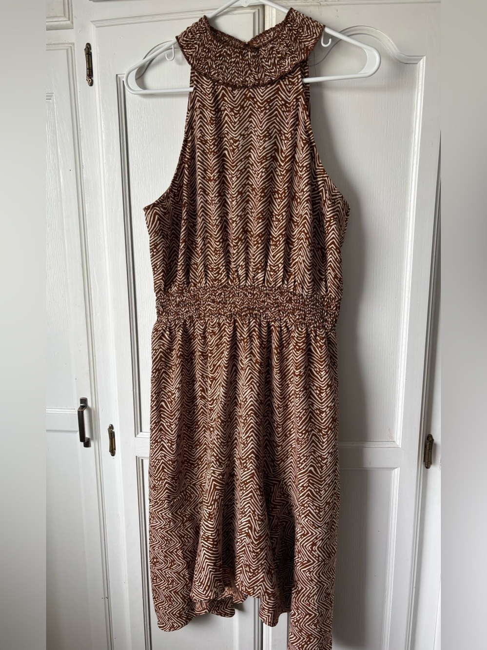 Maurices Brown and Cream Patterned Halter Maxi Dress - Picture 1 of 3